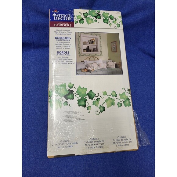 Plaid Stencil Decor Wall Stencil - British Colonial, Garden Lattice, English Ivy - Picture 8 of 9